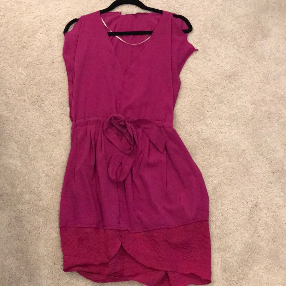 Pink high low dress with tie